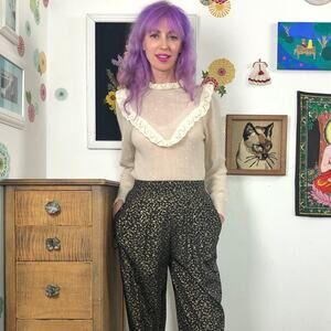 Vintage Cottagecore Sweater, 1970s New Old Stock Victorian Style Sweater Sz XS